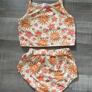 Sun and Flower Print Baby Outfit